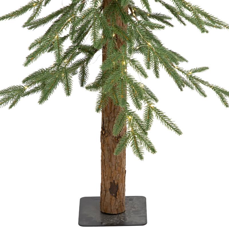 Pre-Lit Medium Alpine Artificial Christmas Tree - 4' - Clear LED Lights - 4 Foot