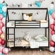 preview thumbnail 1 of 16, Modern Black Twin over Twin Timeless Design House Bunk Bed With Built-in Convertible Ladder Black
