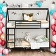 preview thumbnail 2 of 16, Twin over Twin House Bunk Bed With Built-in Convertible Ladder for Home