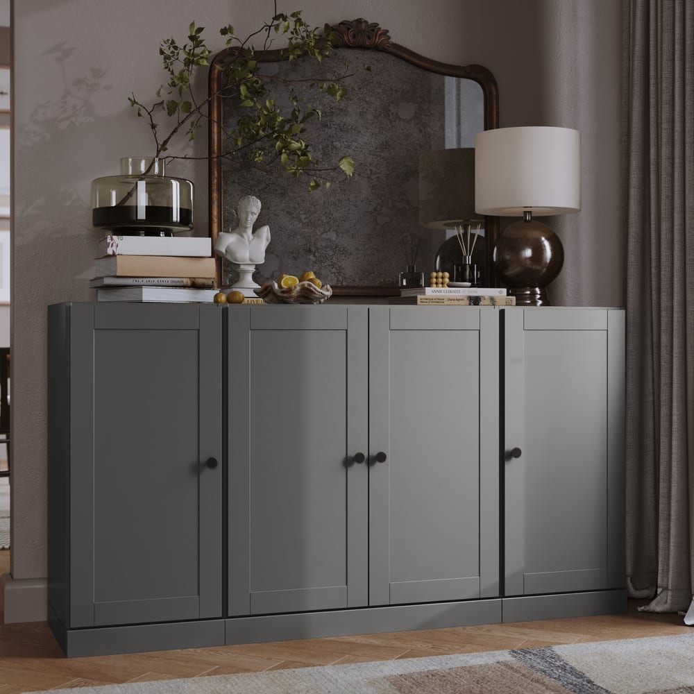 Palace Imports 100% Solid Wood Sideboard, Shaker Doors, Adjustable Shelves, 65" Wide, 35.75" Tall