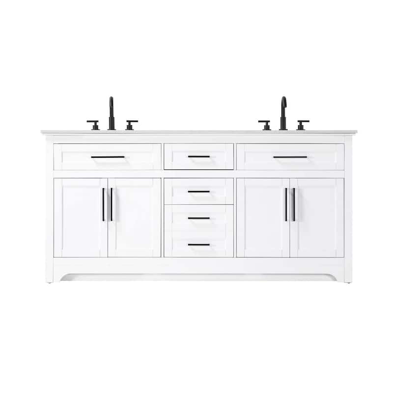 Nathaniel Double Bathroom Vanity (54-84 inch) - White - 72"