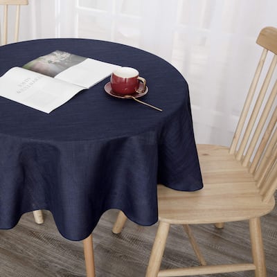 Tablecloth Solid Faux Linen Water Resistant Table Cover