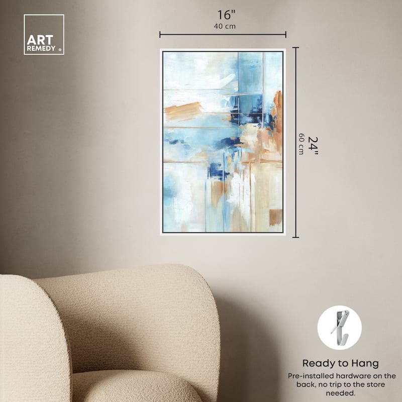 Art Remedy House Of Lines I Framed Blue Abstract 1 Piece Canvas Wall Art