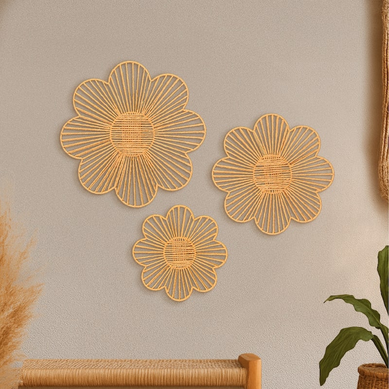 American Art Decor Woven Paper Rope Wall Decor, Set of 3