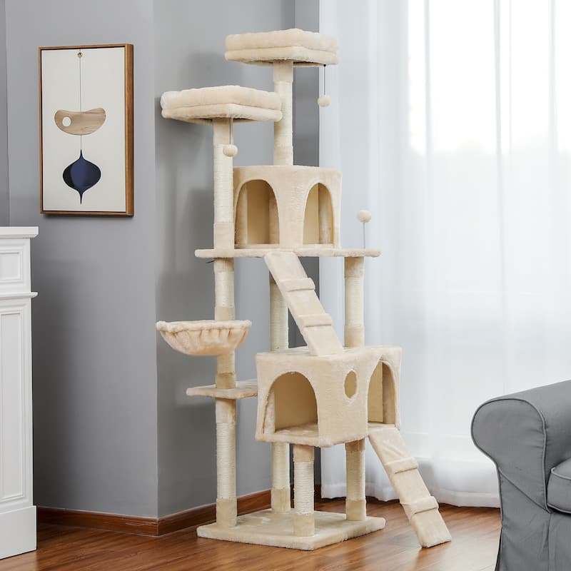 Cat Tree,Cat Tower with 2 Condos and 2 Perches, Kitty Climber Tower Furniture