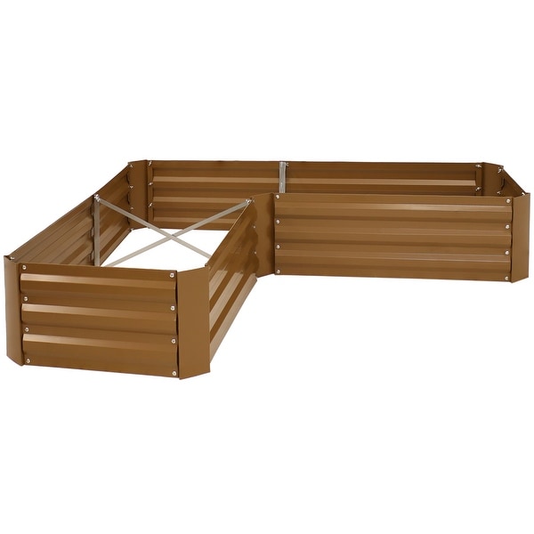 Sunnydaze L-Shaped Galvanized Steel Raised Garden Bed - Bed Bath