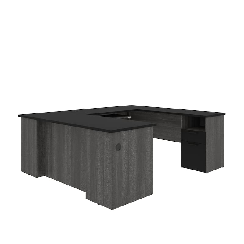 Bestar Norma 71W U-Shaped Desk with Drawers and Keyboard Tray