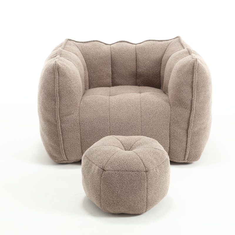 Soft Bean Bag Lazy Sofa with Footstool for Living Room and Bedroom