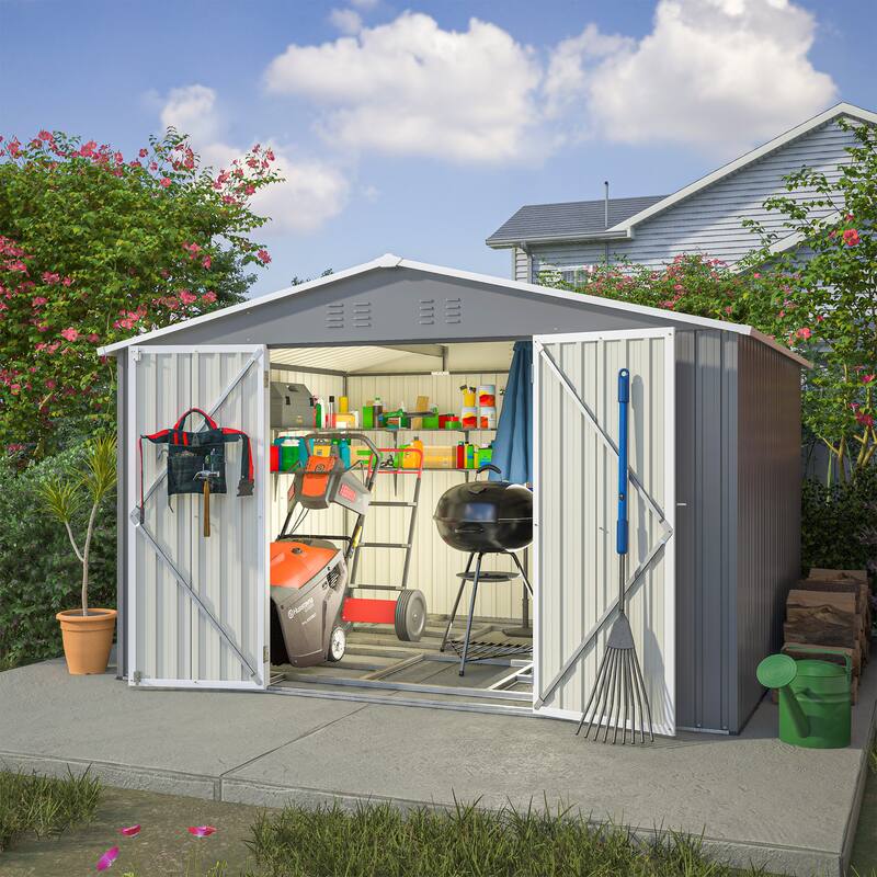 Rust-resistant Metal Garden Shed with Hinge Door and Padlock Outdoor Storage Shed Tool Shed, Integrated Vents, Water-proof