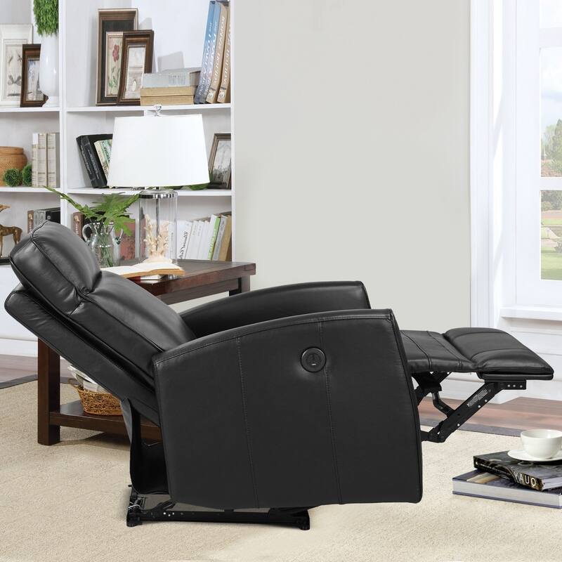 27.75 Width Top Grain Leather Power Recliner Couch With USB Charger