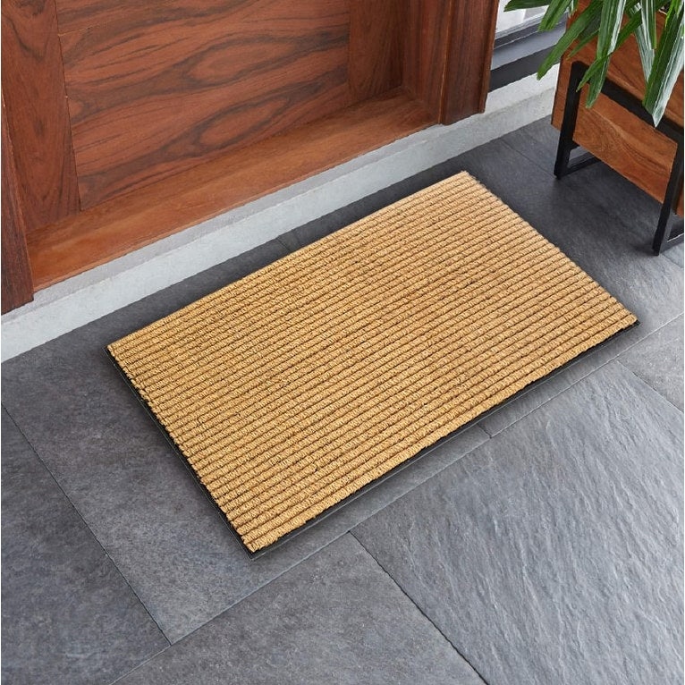 Embossed Boho Natural Coco Coir Non-slip Welcome Door Mat for Home Entryway  Entrance, Indoor Outdoor Front Door, Outside Porch, Decor Gift 