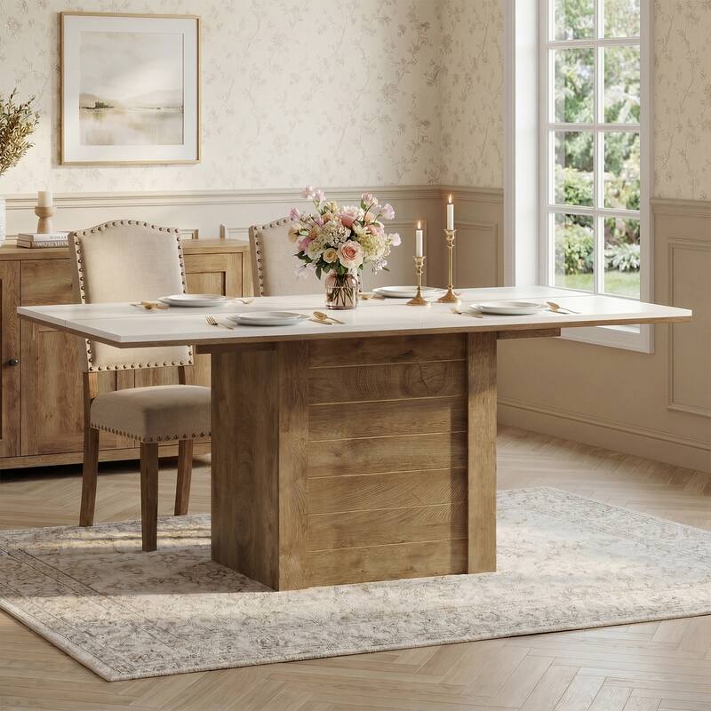 55" Rectangular Dining Table for 4 to 6 People, Kitchen Table for Dining Room & Living Room