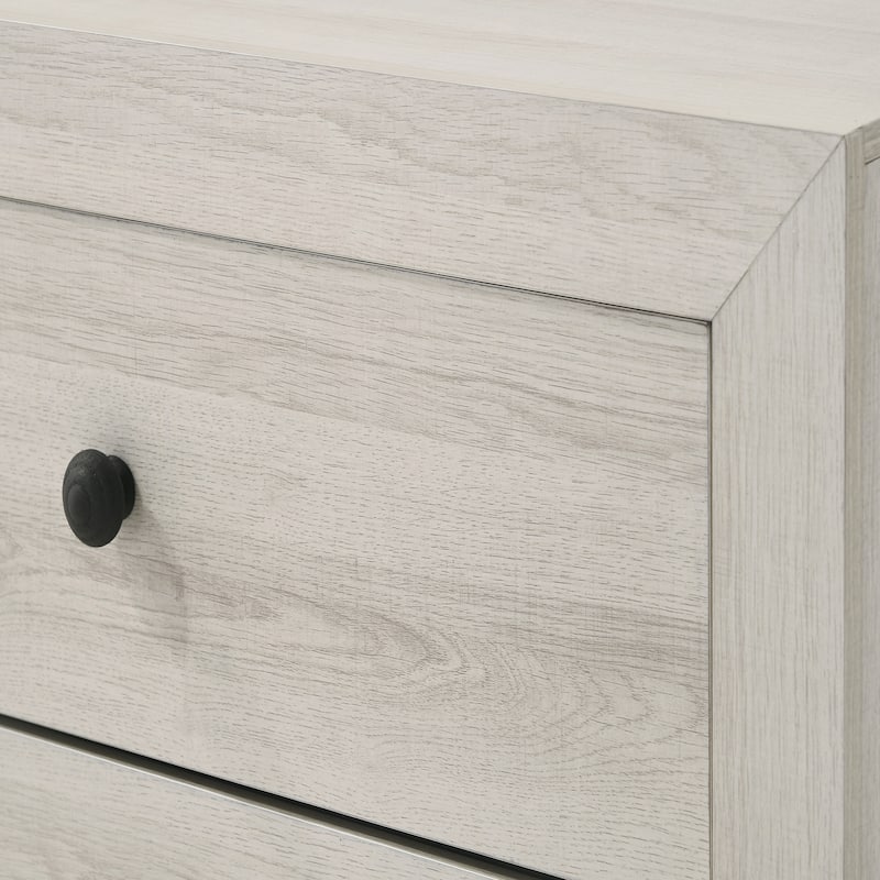 1pc Rustic Two Drawers Storage Nightstand White Wash Finish
