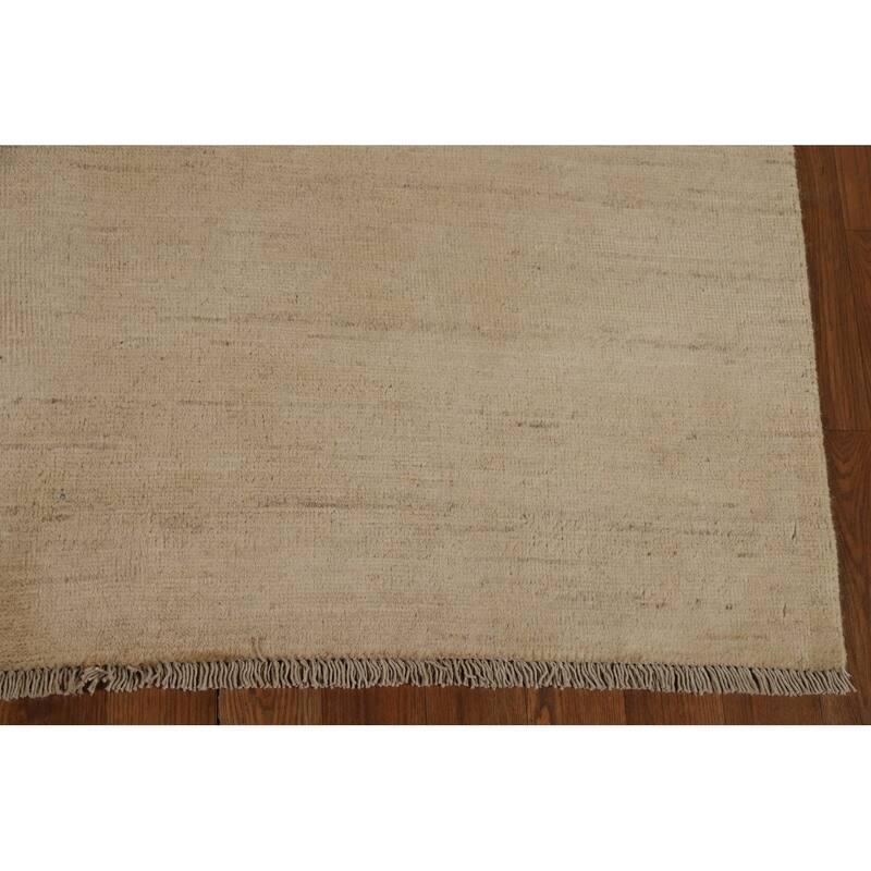 Gabbeh Oriental Area Rug Hand-Knotted Modern Beige Wool Carpet - 4'8" x 6'6"