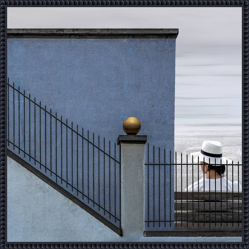 Lady with a white hat by Gilbert Claes Framed Canvas Wall Art Print