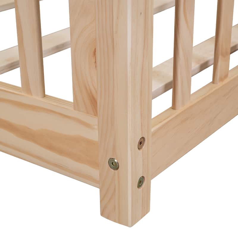 Floor Platform Bed with Fence without Door