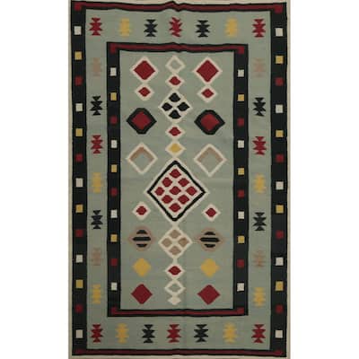 Hand Woven Oriental 100% Wool Carpet Southwestern Tribal Multi-Colored Kilim Area Rug - 8' 1'' X 5' 1''