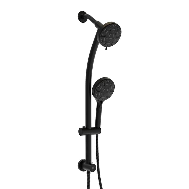 Topcraft Wall Mount Multi-Functional Dual Head Showerhead - Matte Black
