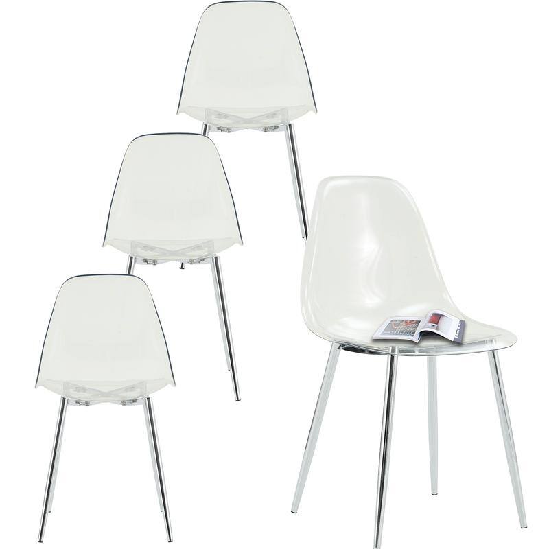 Modern Simple Transparent Dining Chair Set of 4 - White