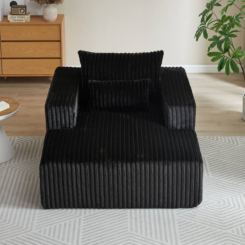 Oversized Corduroy Lounge Chair with Pillow Support - Sofa, Sleeper Couch, Chaise, Ottoman Bench