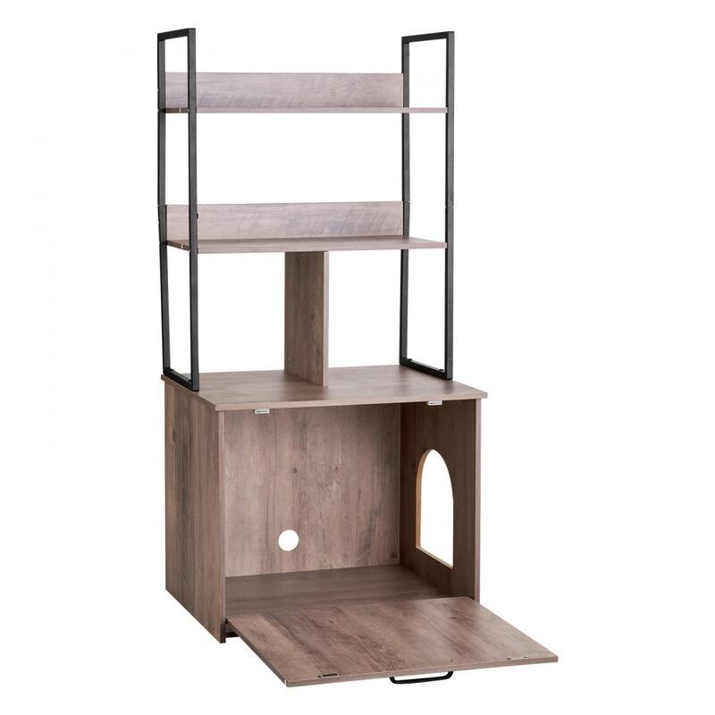 Modern Cat Litter Box Furniture Enclosure Cabinet with Metal Rack and Hidden Odor Control Storage - 23.62” x 19.69” x 50.08”