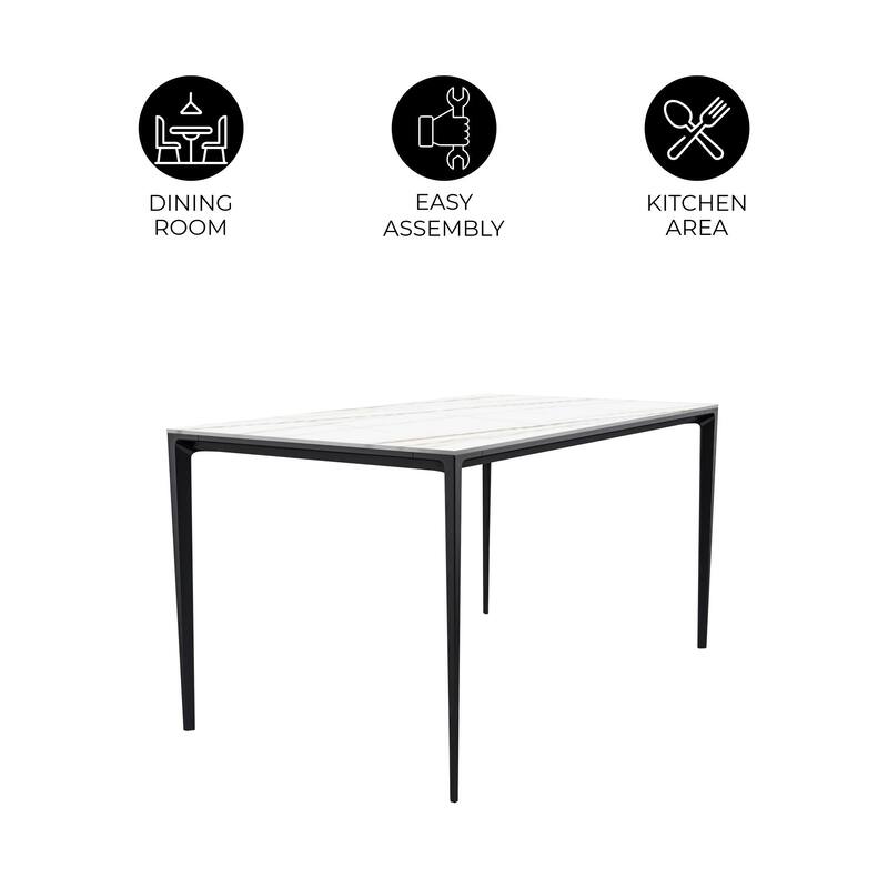 Avo 55" Rectangular Dining Table with Glass/Stone Top