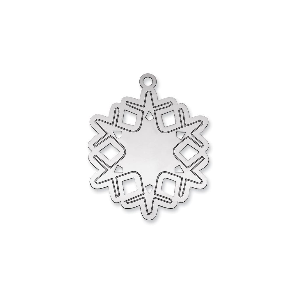 Curata Sterling Silver Rhodium-Plated Blank Christmas Snowflake Ornament