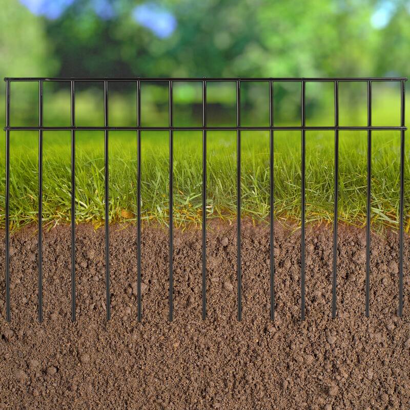 24x15-Inch Animal Barrier Fence - 10-Pack No-Dig Garden Fence by Pure Garden (Black) - Pack of 10