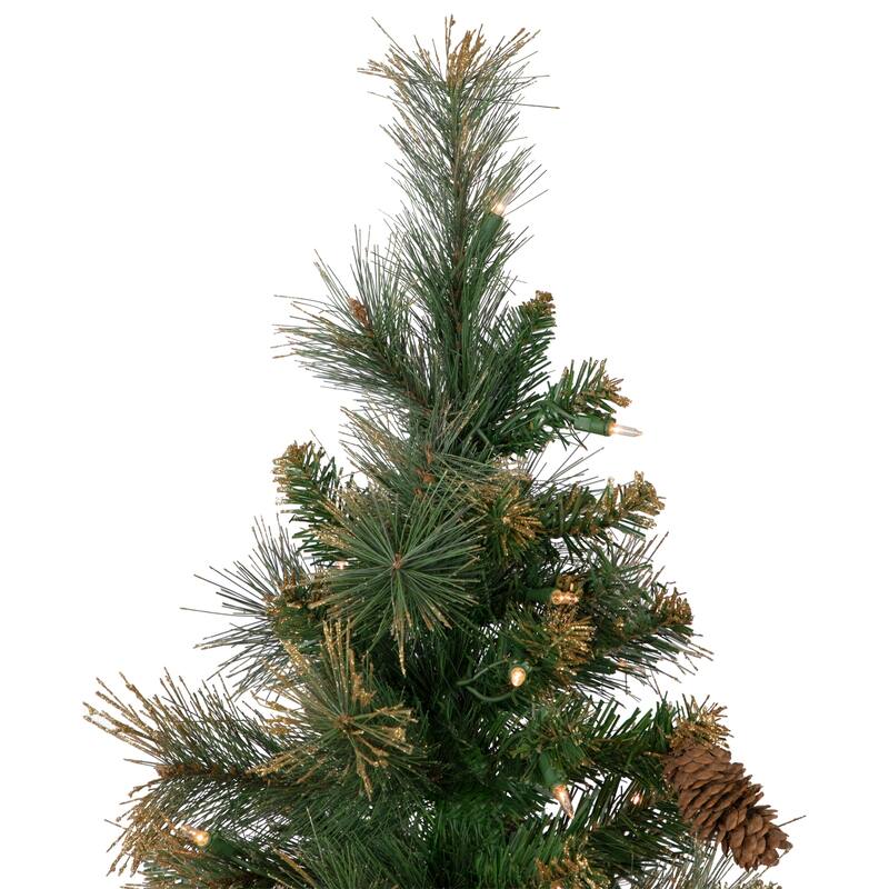 4.5' Yorkshire Pine Pencil Artificial Christmas Tree, Clear Lights - 4.5 Foot