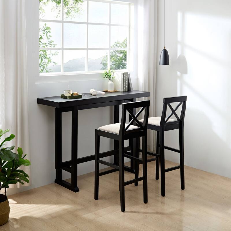 Bar Chair Counter Height Stool with Backrest, Padded Seat & Footrest, Wood Kitchen Island Chair, Vintage Dining Room Chair