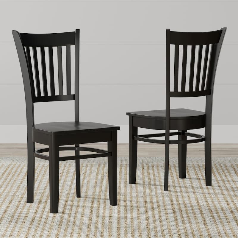 Spindle Back Solid Wood Dining Chairs (Set of 2) - Black