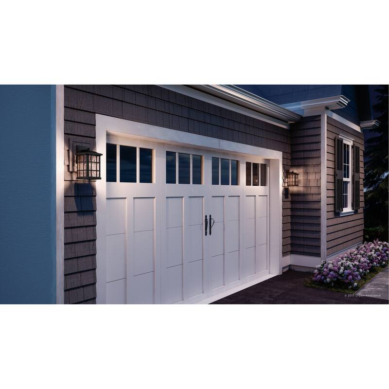 Luxury Craftsman Outdoor Wall Light, 13"H x 8"W, with Tudor Style, Highly-Detailed Design, Black Silk Finish