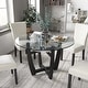 preview thumbnail 3 of 32, Faux Leather Dining Chairs Or Round Glass Dining Table