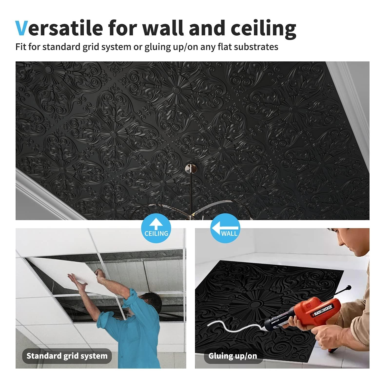 Art3d 2\'x2\' PVC Decorative Drop ceiling Tile, Glue-up Ceiling ...
