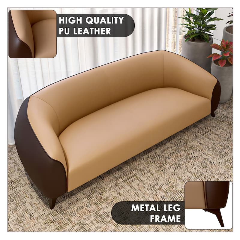 Opula Modern 3 Seater Vegan Leather Upholstered Sofa in Solid Wood Frame with High Density Foam Cushions and Metal Legs