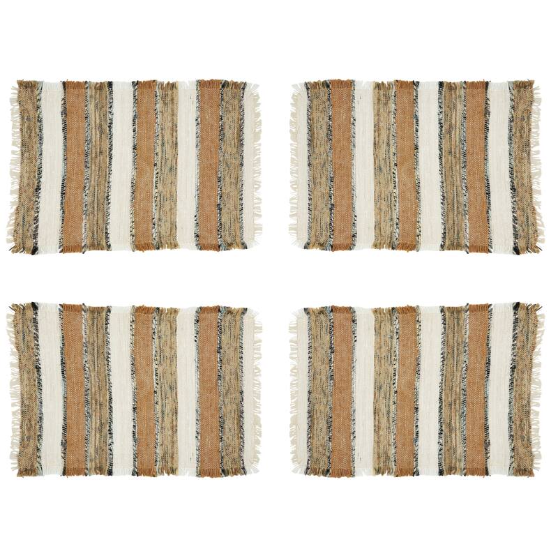 Cotton Placemats With Striped Design (Set of 4)