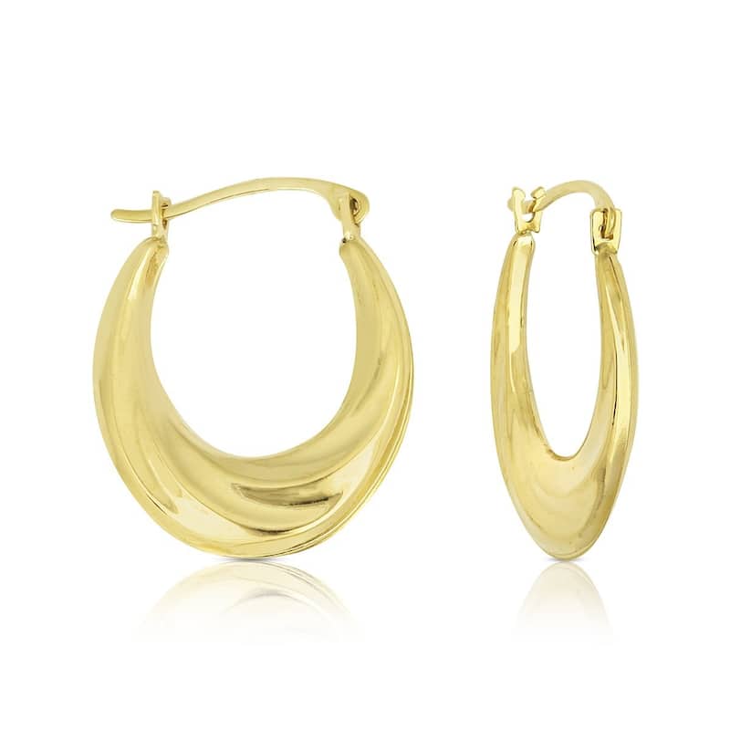 14k Yellow Gold Graduated Oval Hoop Earrings