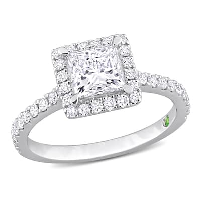 1 1/2ct TDW Princess-Cut Lab-Grown Diamond Engagement Ring 14k White Gold