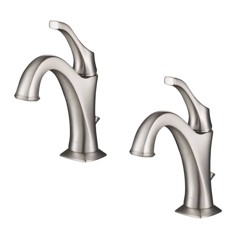 Kraus Pack of (2) Arlo 1.2 GPM Single Hole Bathroom Faucet with Pop-Up - Spot Free Brushed Nickel