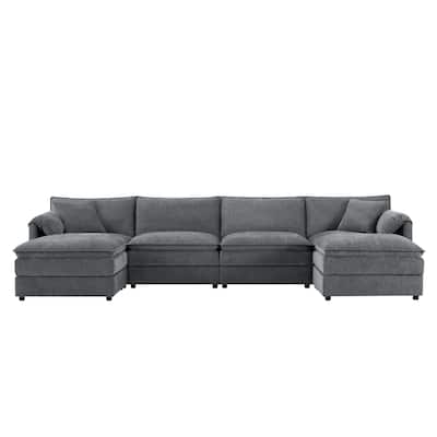 Chenille Modular Cloud Couch Oversized Sectional Sofa with Ottoman