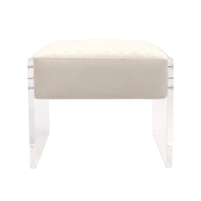 Pasargad Home Tribecca Acrylic & Velvet Stool