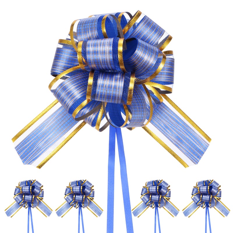 10pcs Large Pull Bow 6 Inch Flower Bows for Wedding Baskets - 6 Inch - Blue