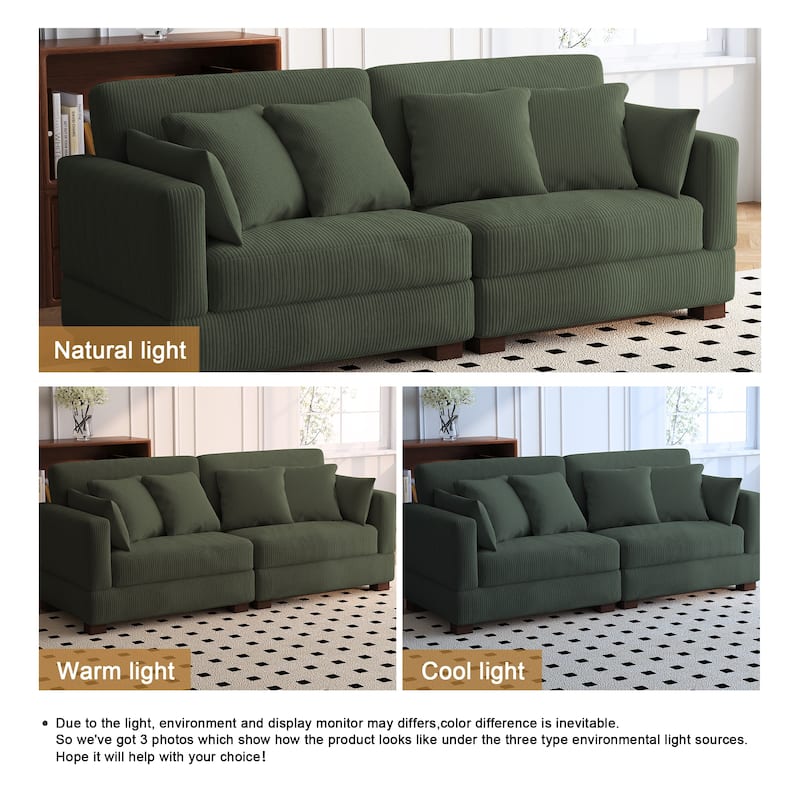 84.5″W Modern Corduroy Couch Modular Sofa
