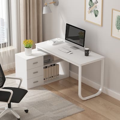55" L Shaped Desk Writing Computer Desk Storage Workstation 5 Colors