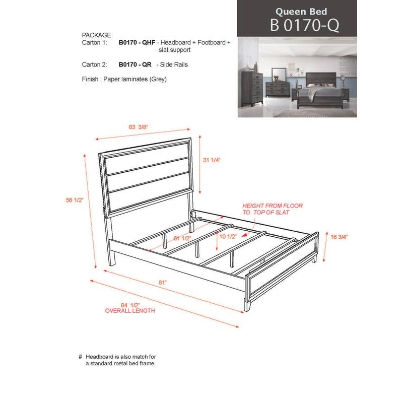 Rustic Queen Bed with Driftwood Grey Finish
