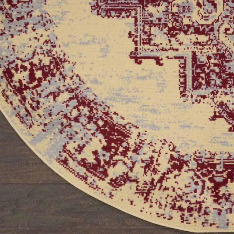 Lije Power Loomed Distressed Geometric Non Skid Stain Resistant Area Rug By HomeRoots - 63' X '63' X '0.5