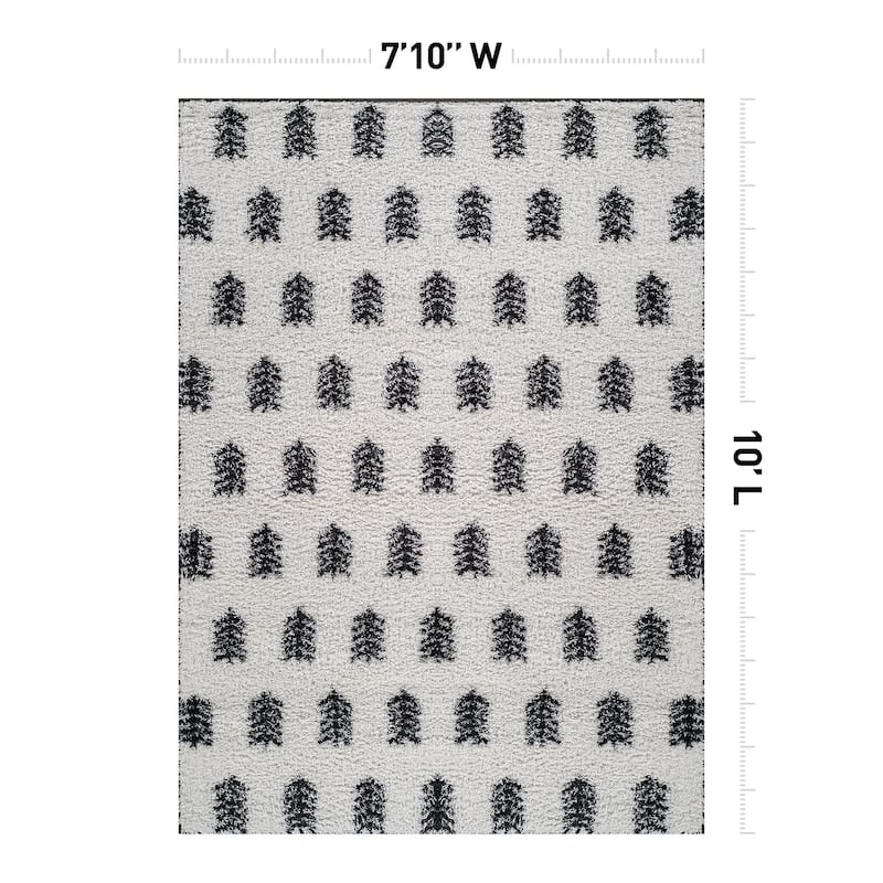 Scandinavian Arrow Shag Rug - Modern Look - Anthracite Dark Gray - Easy Maintenance