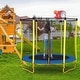 preview thumbnail 2 of 7, 5.5FT Trampoline for Kids - 65" Outdoor & Indoor Mini Toddler Trampoline with Enclosure, Basketball Hoop and Ball Included