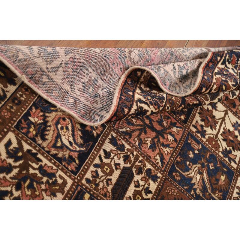 Bakhtiari Vintage Persian Rug Hand-Knotted Geometric Wool Carpet - 5'2" x 9'11"
