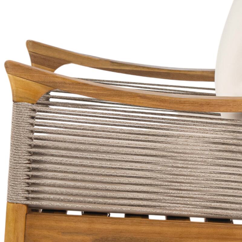 Christopher Knight Home - 2-Piece Patio Conversation Set with Woven Rope Loveseat, Cushions & Acacia Wood Coffee Table